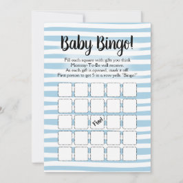 Bingo Baby shower Game Blue White Kaart