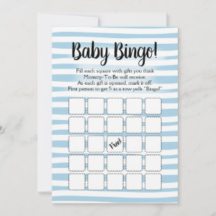 Bingo Baby shower Game Blue White Kaart