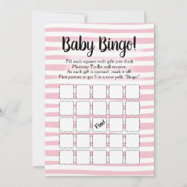 Bingo Baby shower Game Pink White Kaart