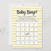 Bingo Baby shower Game Yellow White Kaart (Voorkant)