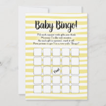 Bingo Baby shower Game Yellow White