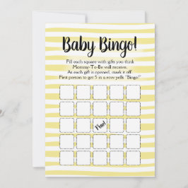 Bingo Baby shower Game Yellow White Kaart