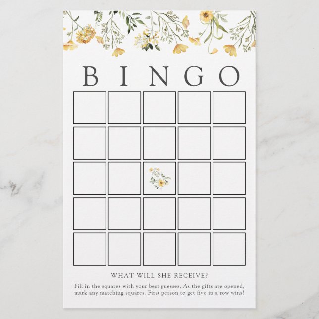 Bingo Baby shower spel kaart (Voorkant)