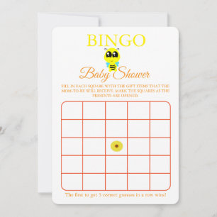 Bingo, Baby shower spel Kaart Flyer, Baby Bee