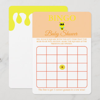 Bingo, Baby shower spel Kaart Flyer, Baby Bee