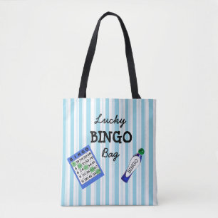 BINGO Bag Blue Striped Tote Bag