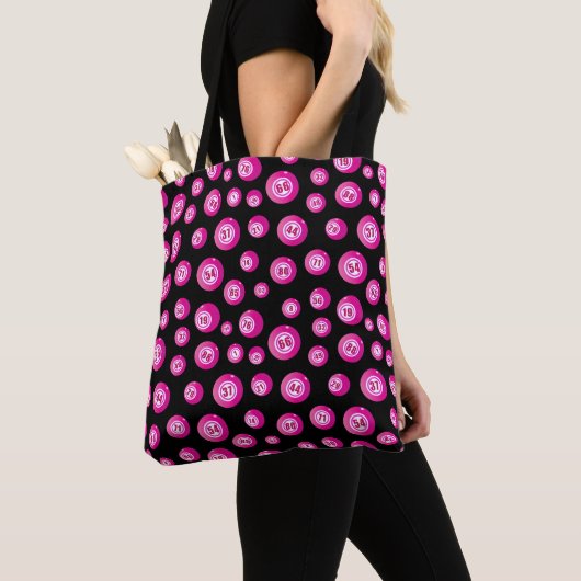 Bingo Ballen Leuk Roze en Zwart Tote Bag (Dichtbij)