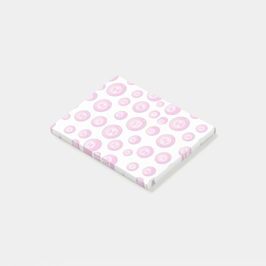 Bingo Ballen Roze en Wit Nieuwigheid Post-it® Notes (Schuin)