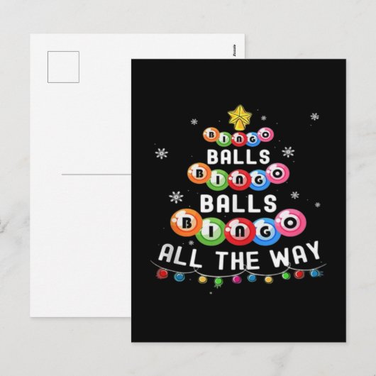 Bingo Ballen voor de hele dag Feestdagenkaart (Voorkant / Achterkant)