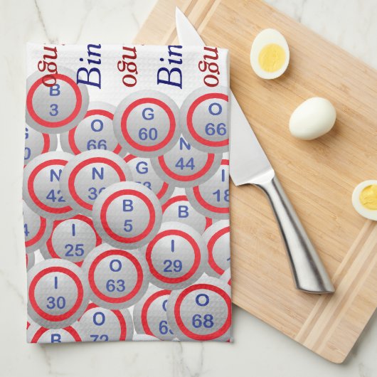 Bingo Balls BINGO Red White en Blue Theedoek (Quarter Fold)