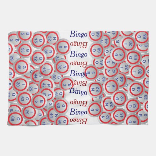 Bingo Balls BINGO Red White en Blue Theedoek (Horizontaal)