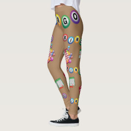 BINGO Balls Brown BKGD Leggings