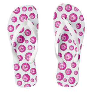 Bingo Balls Fun Pink and White Teenslippers