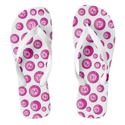 Bingo Balls Fun Pink and White Teenslippers (Voetbed)