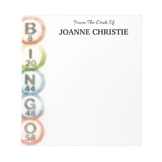 Bingo Balls Personalized Notepad Notitieblok (Voorkant)