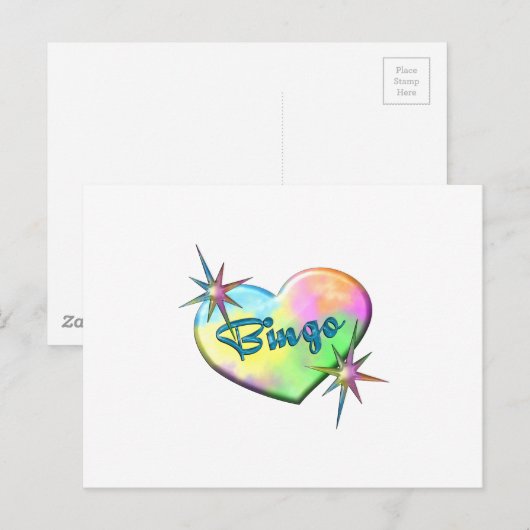 Bingo Big Heart Briefkaart (Voorkant / Achterkant)