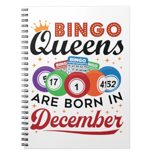 Bingo Birthday Bingo Queens wordt geboren in decem Notitieboek (Voorkant)