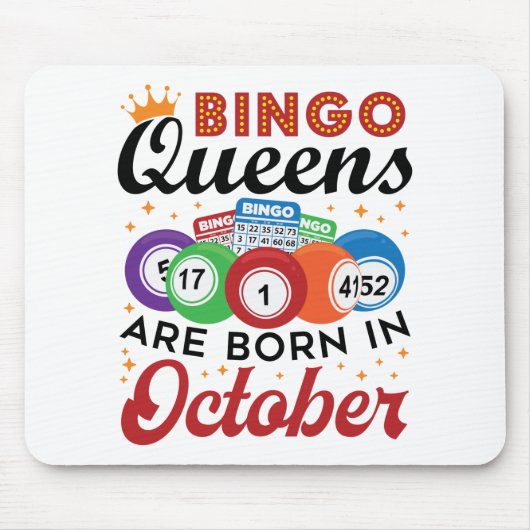 Bingo Birthday Bingo Queens wordt geboren in oktob Muismat (Voorkant)