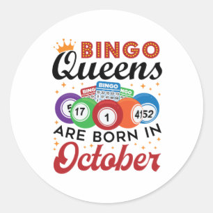 Bingo Birthday Bingo Queens wordt geboren in oktob Ronde Sticker