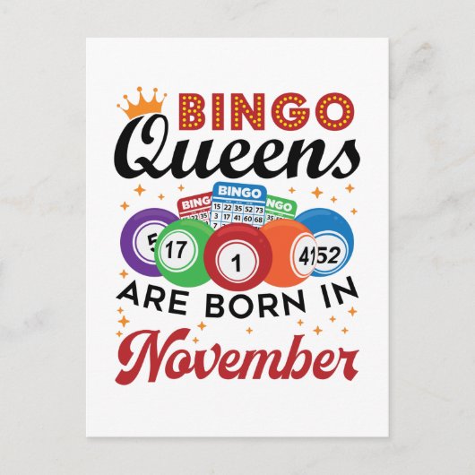 Bingo Birthday Women November Briefkaart (Voorkant)