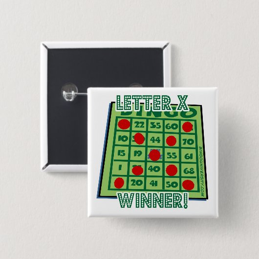 Bingo Button Letter "X" Winner! (Voorkant /achterkant)