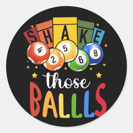 Bingo Caller Gamble Lottery Shake Those Ball Bingo Ronde Sticker (Voorkant)