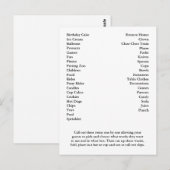 Bingo Card Birthday Party roept woorden uit Briefkaart (Voorkant / Achterkant)