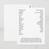 Bingo Card Birthday Party roept woorden uit Briefkaart (Voorkant / Achterkant)