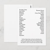 Bingo Card Birthday Party roept woorden uit Briefkaart (Voorkant / Achterkant)