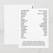 Bingo Card Birthday Party roept woorden uit Briefkaart (Voorkant / Achterkant)