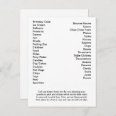 Bingo Card Birthday Party roept woorden uit Uitnodiging Briefkaart (Voorkant / Achterkant)