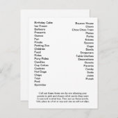 Bingo Card Birthday Party roept woorden uit Uitnodiging Briefkaart (Voorkant / Achterkant)