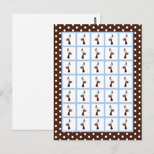 Bingo Card Markers Blue Mod Mam Polka Dots Briefkaart (Voorkant / Achterkant)