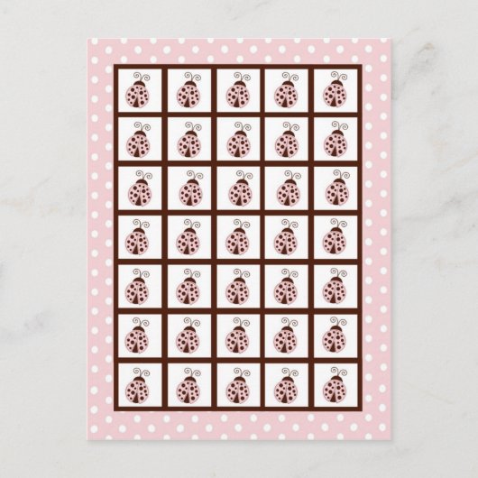 Bingo Card Markers Pink Ladybug Briefkaart (Voorkant)