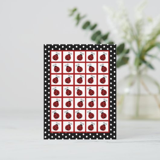 Bingo Card Markers Red Ladybug Briefkaart (Staand voorkant)