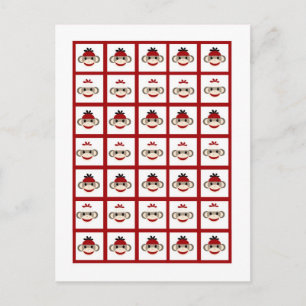 Bingo Card Markers Red Sock Monkey Briefkaart