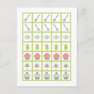 Bingo Card Markers Tea Party Pink Pastel Flowers Briefkaart