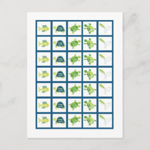 Bingo Card Markers Turtle Reef Ocean Zee Turtle Briefkaart
