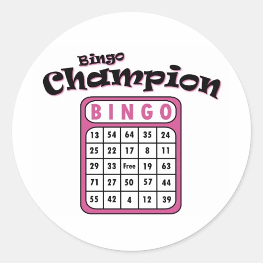 Bingo Champion Ronde Sticker (Voorkant)