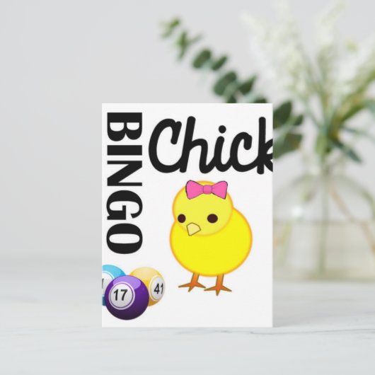 Bingo Chick Briefkaart (Staand voorkant)