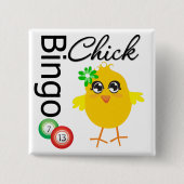 Bingo Chick Vierkante Button 5,1 Cm (Voorkant)