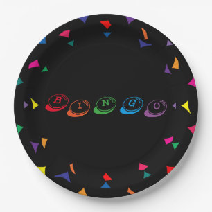 BINGO Colorful Lettering op zwarte achtergrond Papieren Bordje