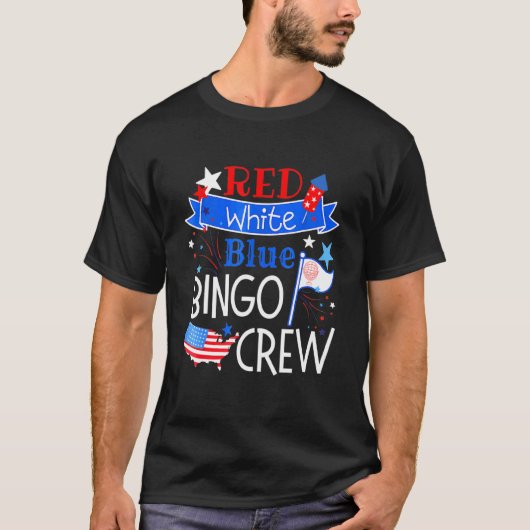 Bingo Crew Red White Blue American Patriotic Fourt T-shirt (Voorkant)