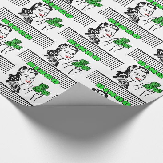 Bingo dame met geld cadeaupapier (Hoek)