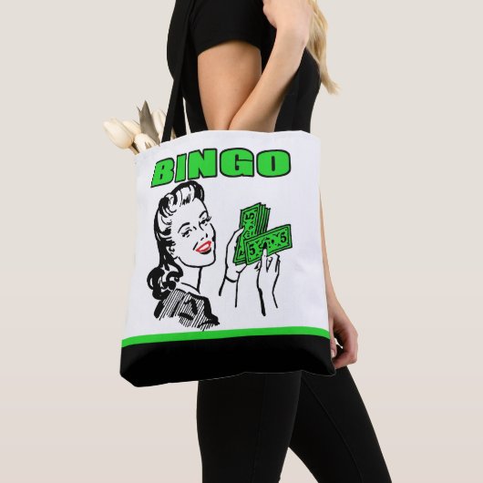Bingo dame met geld Canvas tas (Dichtbij)
