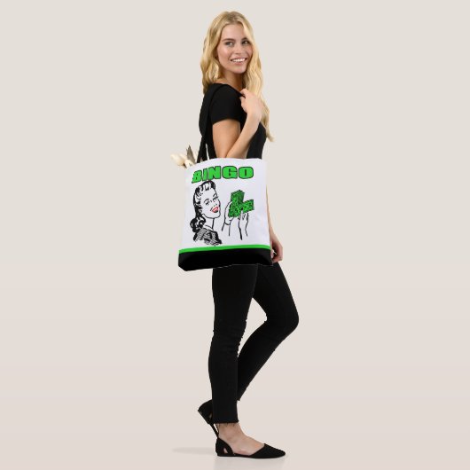Bingo dame met geld Canvas tas (Op model)