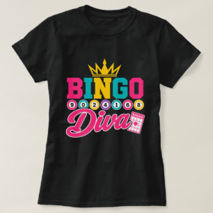Bingo Diva T-shirt Schattige Geluks Koningin Kroon