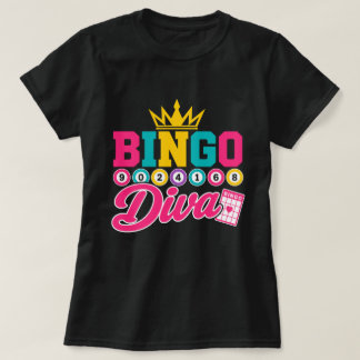 Bingo Diva T-shirt Schattige Geluks Koningin Kroon