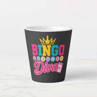 Bingo Diva T-shirt Schattige Geluks Koningin Kroon Latte Mok