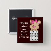 Bingo drijft me knoop vierkante button 5,1 cm (Voorkant /achterkant)